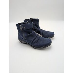 Romika Boots Womens Size 6.5 Blue Faux Suede Ankle Zip Wedge Lined Comfort Shoes